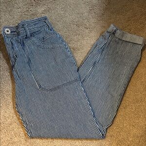 Baccini Navy and White Striped Pants